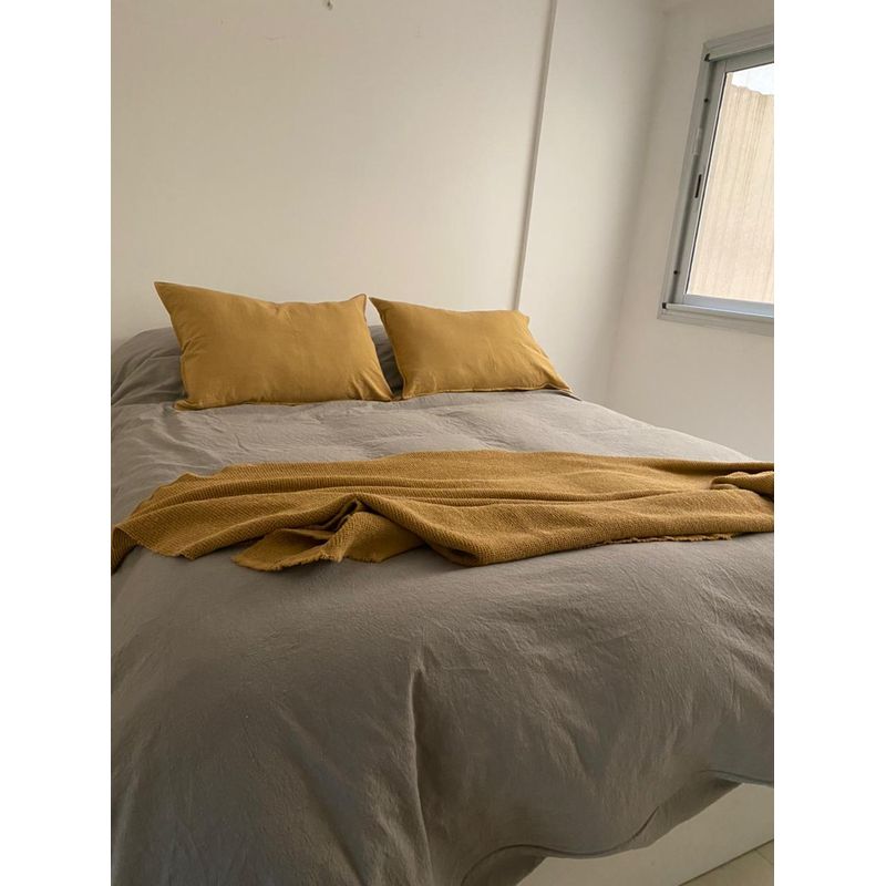 GENERICO - Funda De Plumón Queen +2 Fundas 70x50 Tusor 100% algodon Gris
