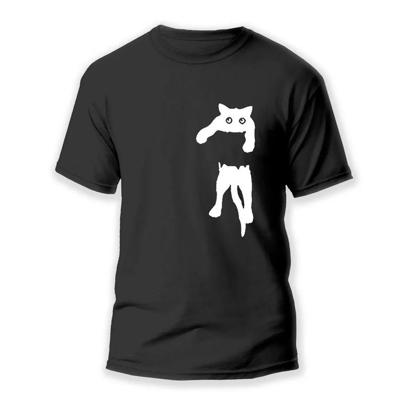 ROLY - Polera Gatito Negro De Bolsillo Gato