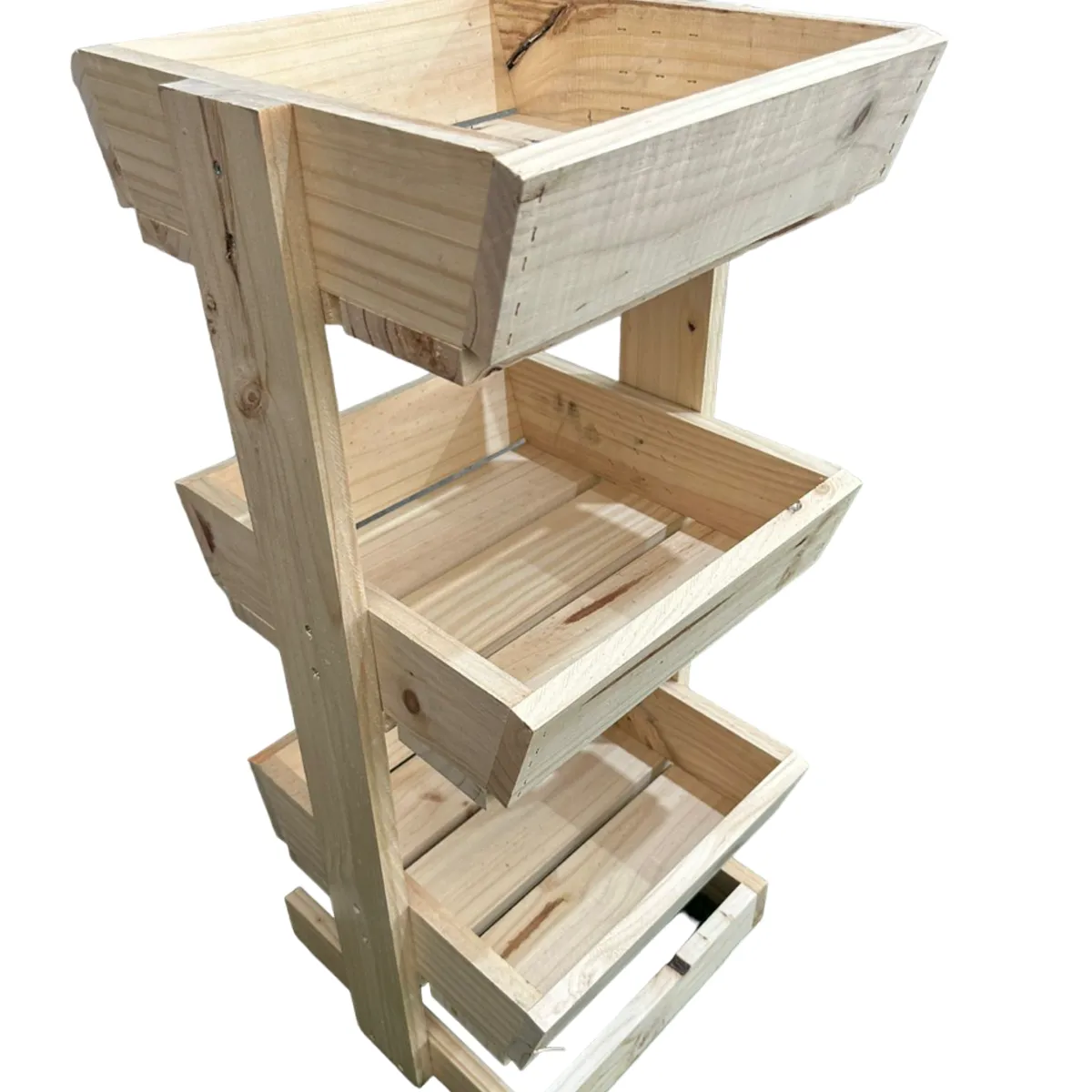 GENERICO - Verdulero - frutero de madera “3 bandejas” en bruto 85x35x38