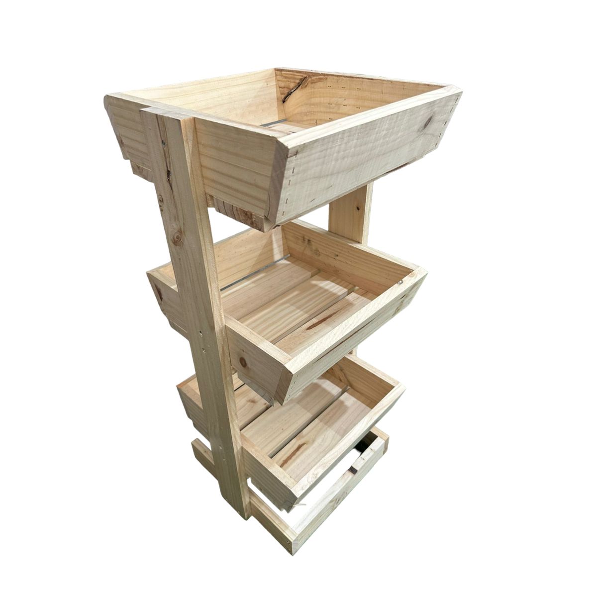 GENERICO - Verdulero - frutero de madera “3 bandejas” en bruto 85x35x38