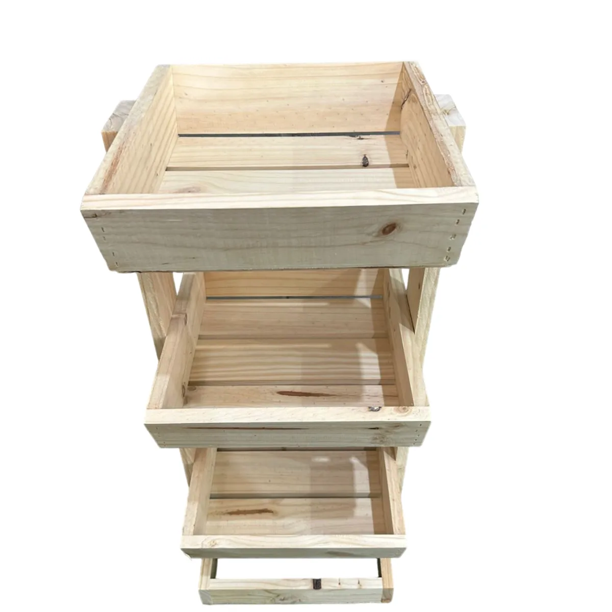 GENERICO - Verdulero - frutero de madera “3 bandejas” en bruto 85x35x38