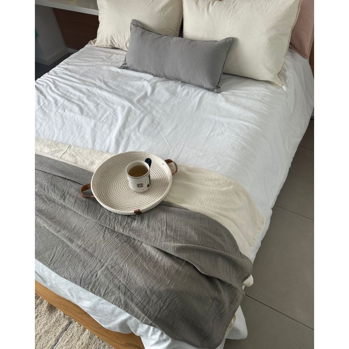 GENERICO - Funda De Plumón King+2fundas 70x50 Tusor 100% algodon Off White