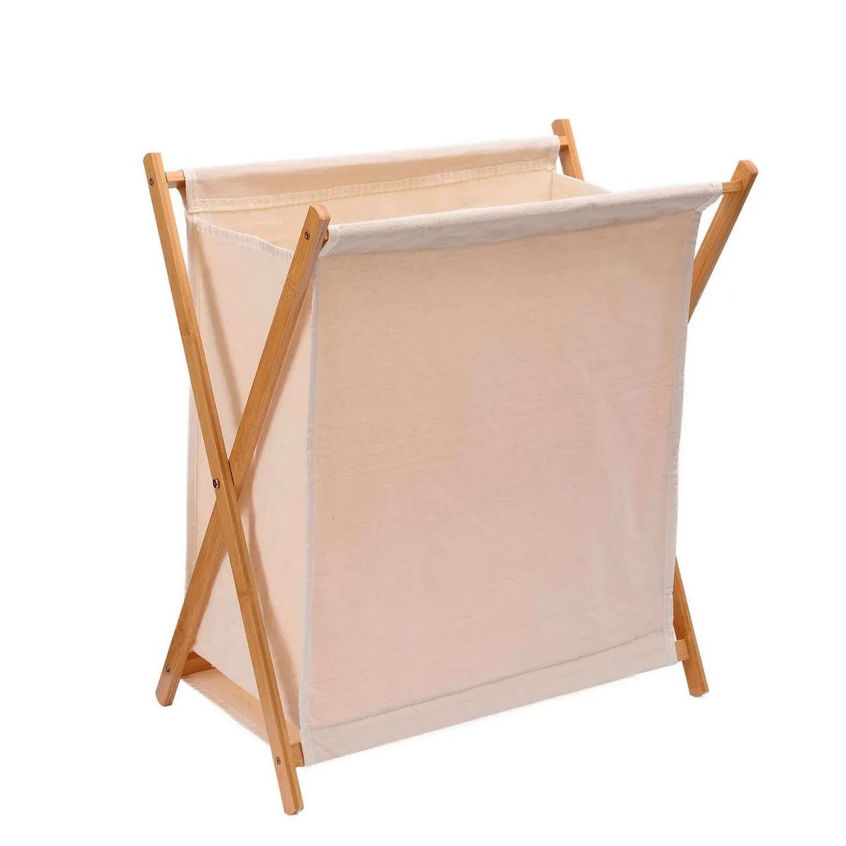 SOHOGAR - Cesto plegable para ropa de bambú beige