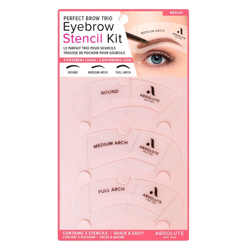 ABSOLUTE NEW YORK - Kit de Plantillas para Cejas Perfect Brow Trio