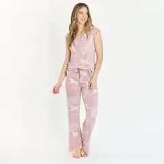 BARBIZON - Pijama Dame Pantalon Largo Malva