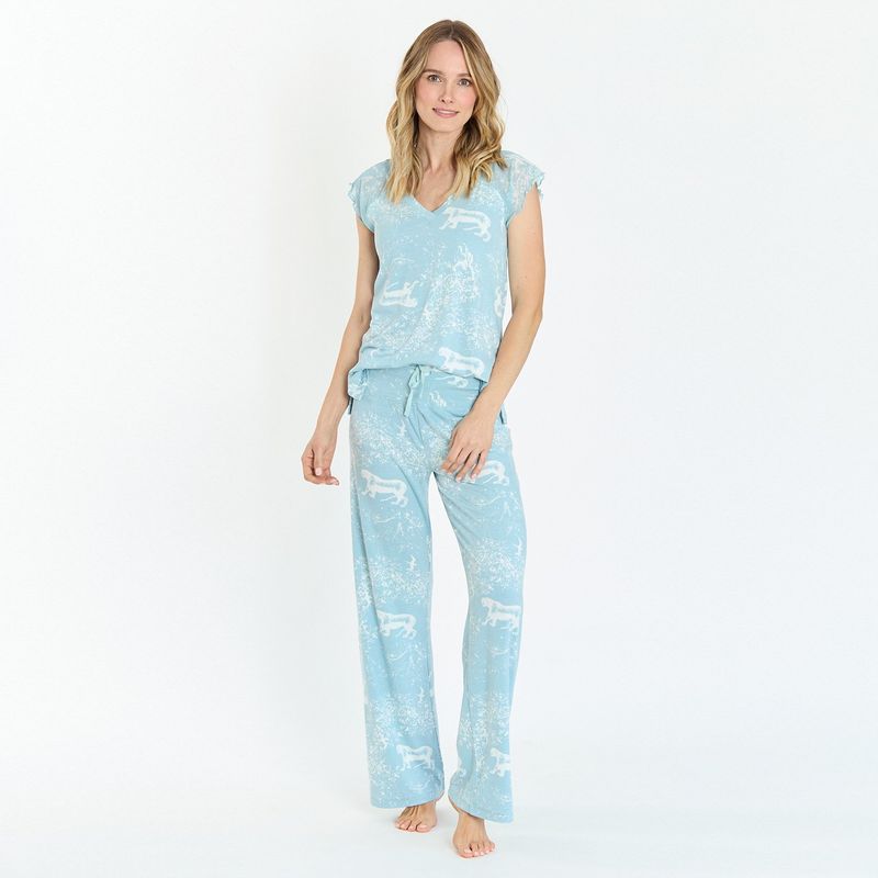 BARBIZON - Pijama Dame Pantalon Largo Celeste