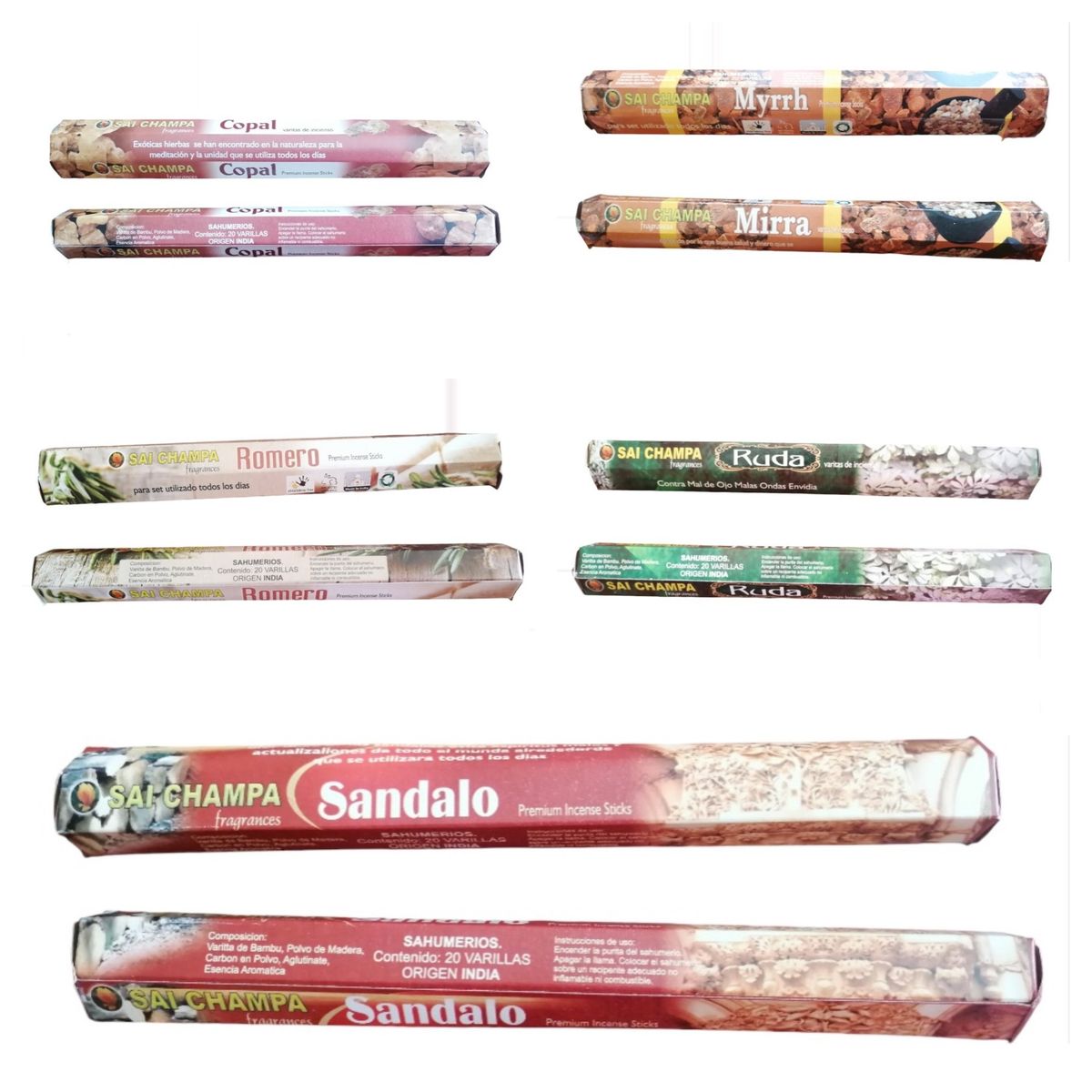 GENERICO - Incienso Hexagonal Sai Champa Mix De 5 Aromas