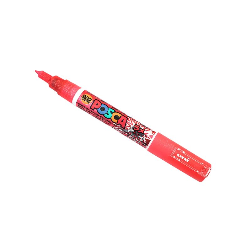 MITSUBISHI - Lapiz Posca Pc-1m Rojo Glitter Punta Fina 07mm Japones