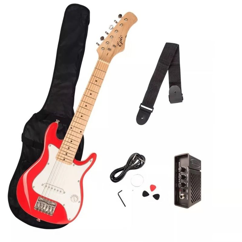 GENERICO - Guitarra Electrica 30in Pack Niños Amplificador 2W +Accs Red