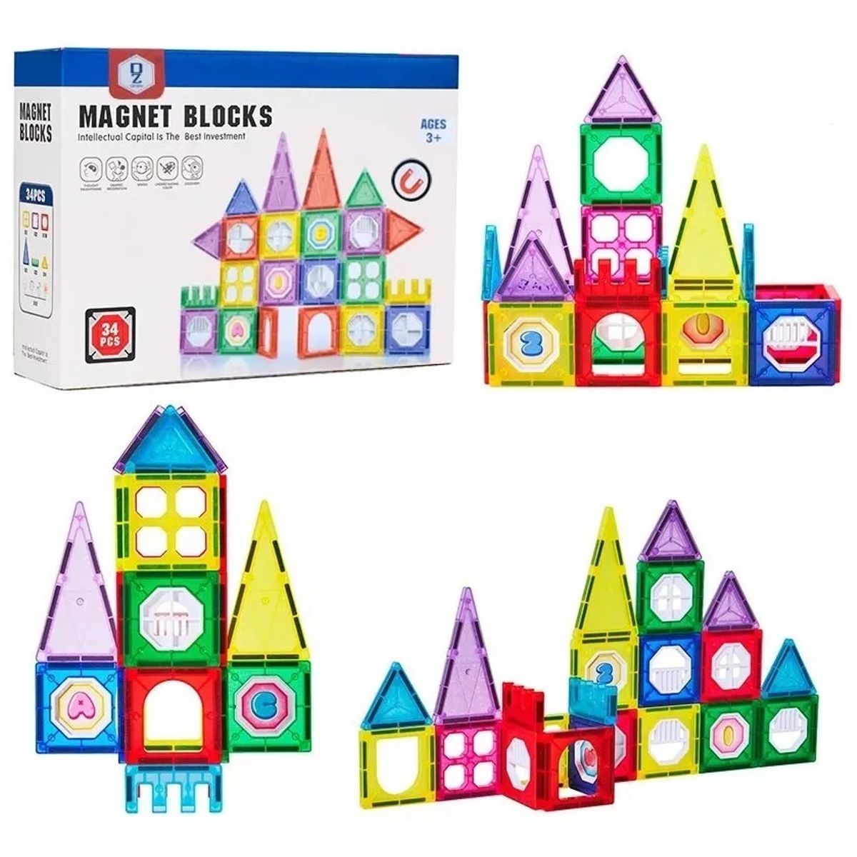 GENERICO - Juego De Construcción Magnético Imán Bloques Niños 32pzs