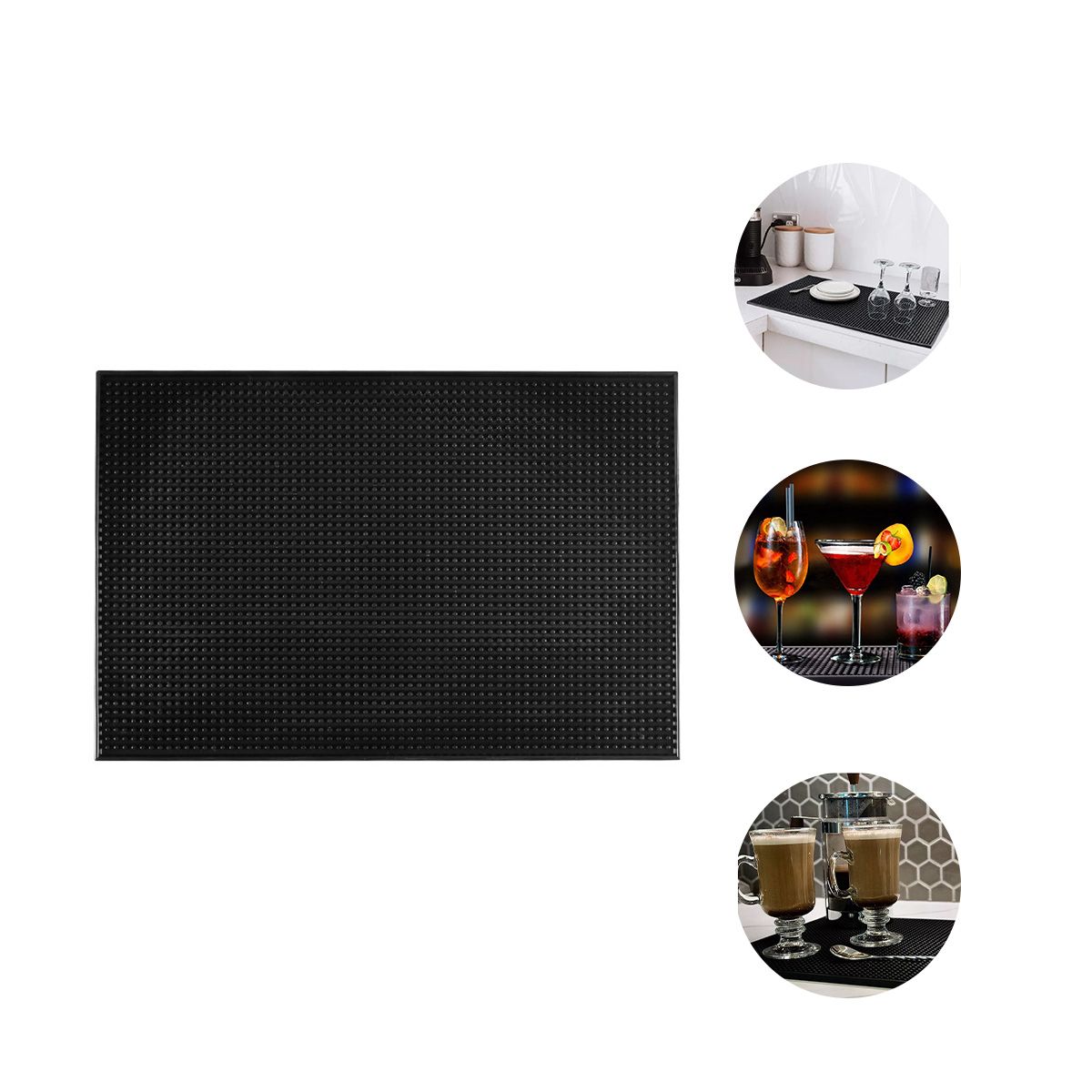 ATURE - Goma Bar Barra Negra 45 X 30 Cm Escurridor Vaso Copas