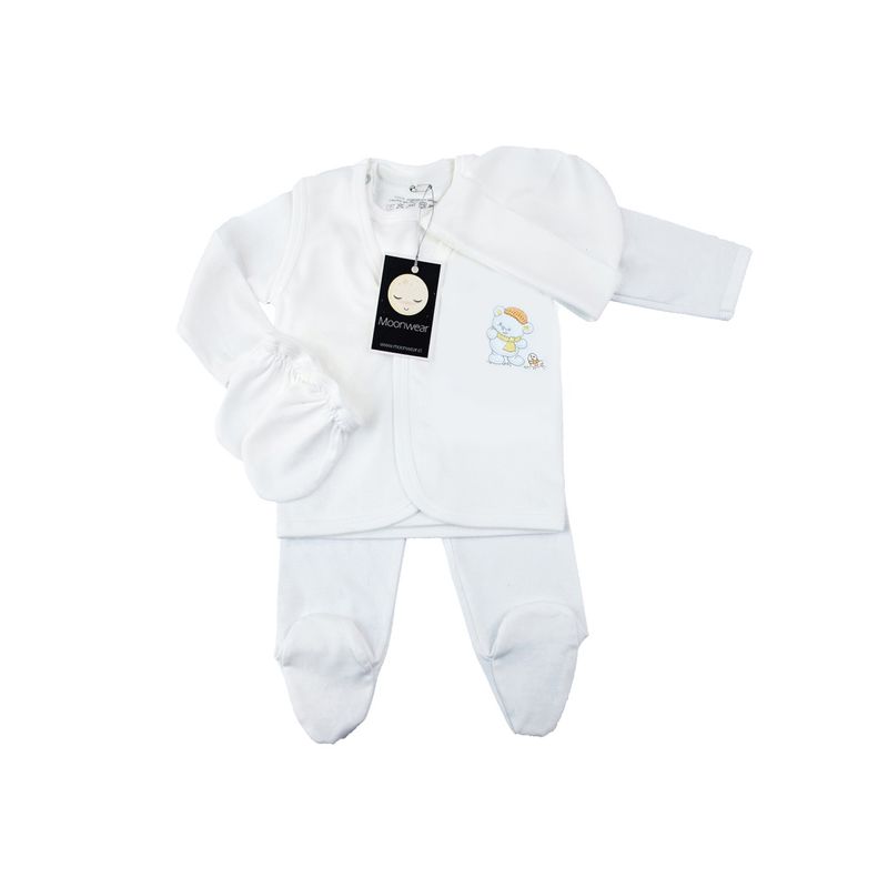 MOONWEAR - Ajuar 5 Piezas Bordado Winter Bear Algodón Peruano