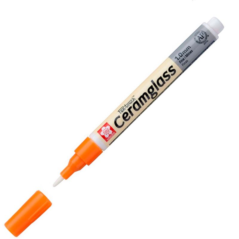 SAKURA - Ceramglass - Marcador para cerámica y vidrio 1mm Naranjo