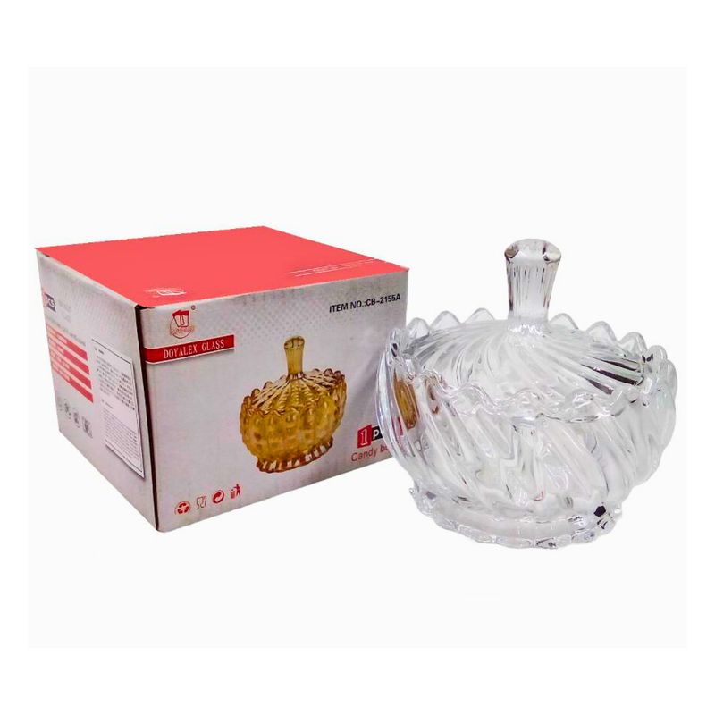 GENERICO - Bombonera Azucarera Caramelera Decorativa de Vidrio - 10 x 10 cm