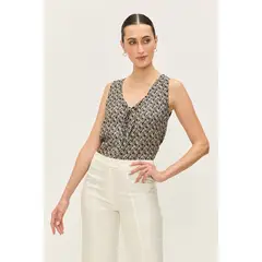 ASH - Top Estampado Con Lazo Negro