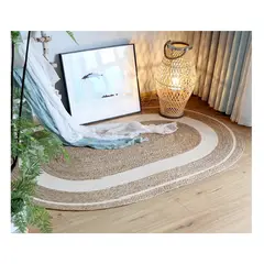 GENERICO - Alfombra Redonda Circular 120x80 Yute Natural