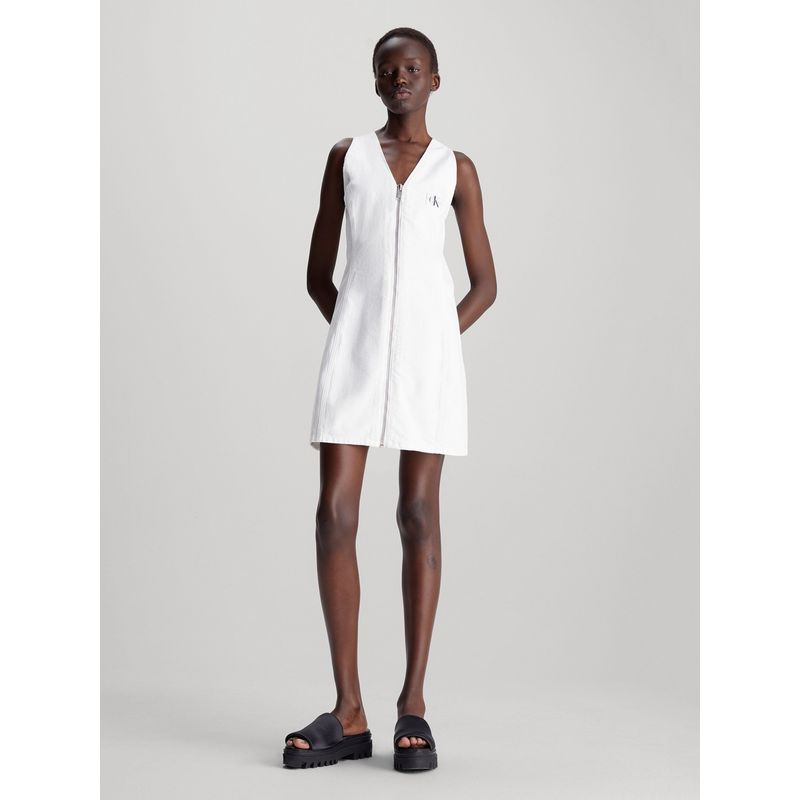 CALVIN KLEIN - Vestido Zip Through Denim Blanco Calvin Klein