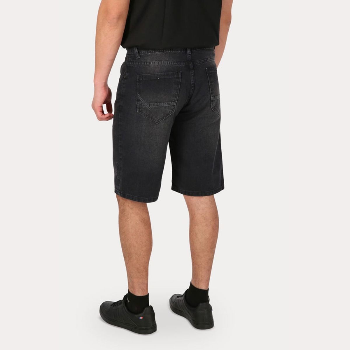 GANGSTER - Bermuda Denim Liso Den Negro  Gangster