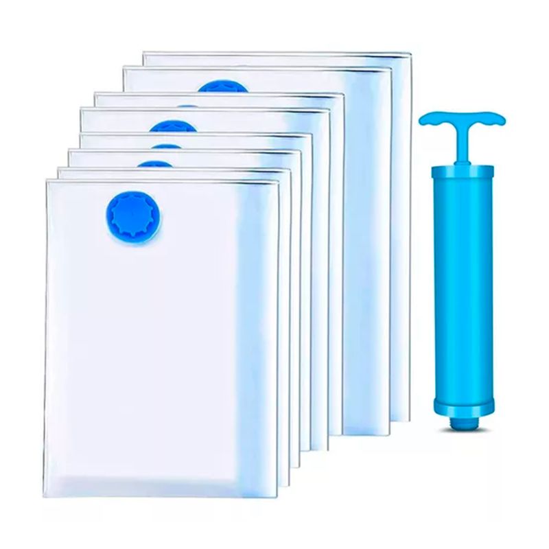 GENERICO - 8 Unidad Bolsas Organizadoras Al Vacio Con Bomba Manual