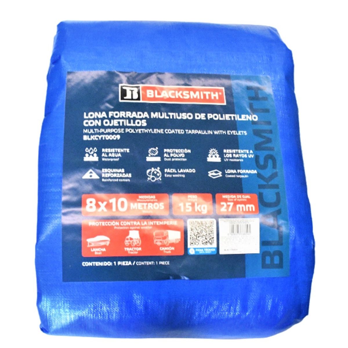 BLACKSMITH - LONA FORRADA DE POLIETILENO AZUL 8X10 MTS