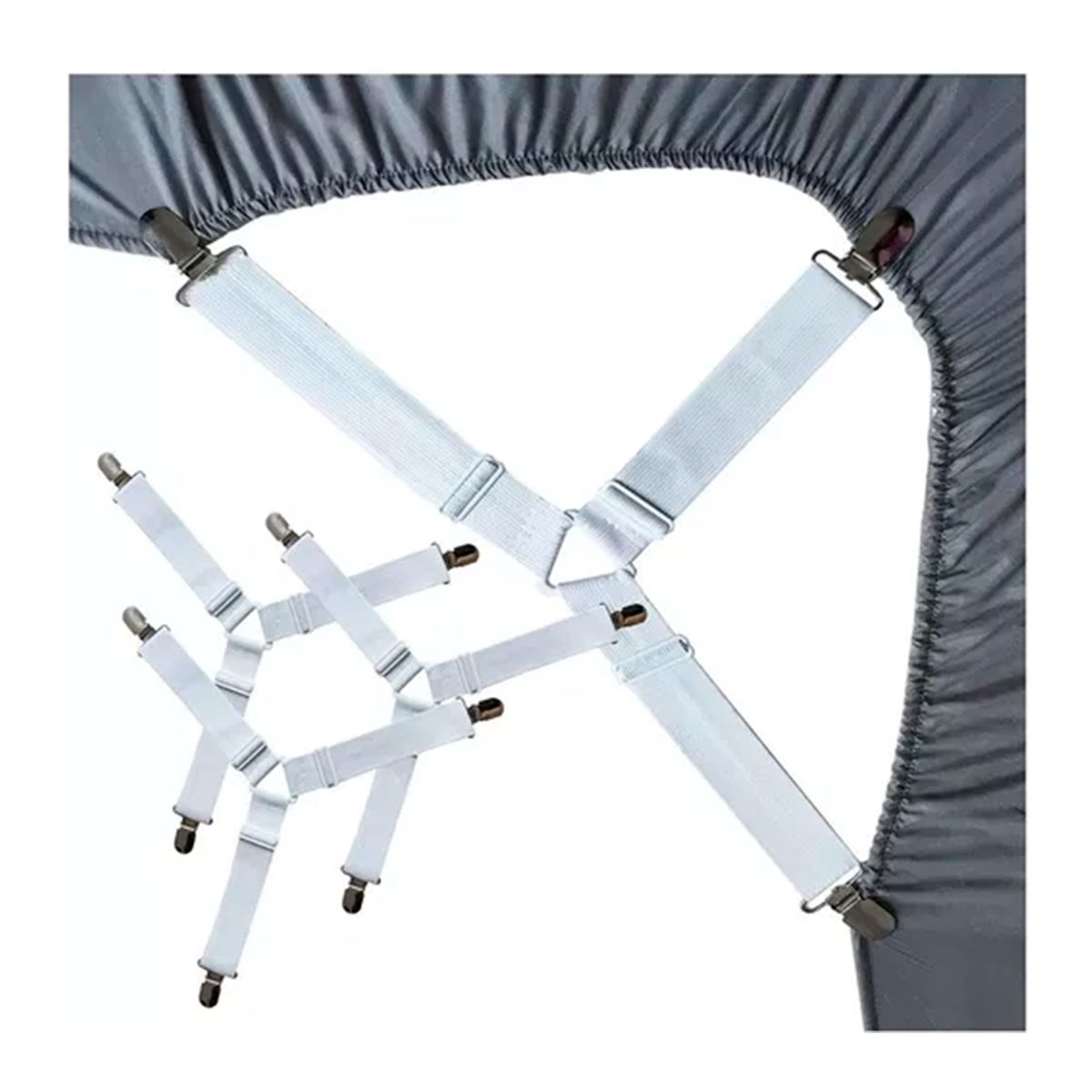 GENERICO - 4 Unidades Sujetadores De Sábana De Cama Correa Ajustable blanco