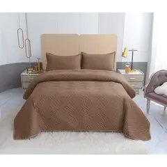 GENERICO - Cobertor de verano tipo Quilt con fundas - 2 Plazas Cafe