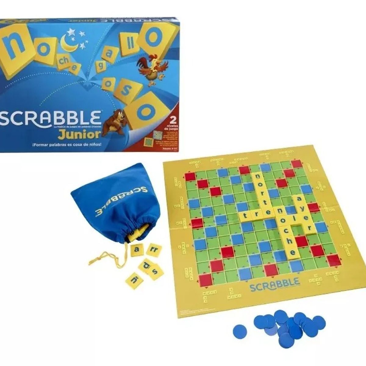 GENERICO - Games Scrabble Junior Juego De Mesa 4 A 4 Jugadores