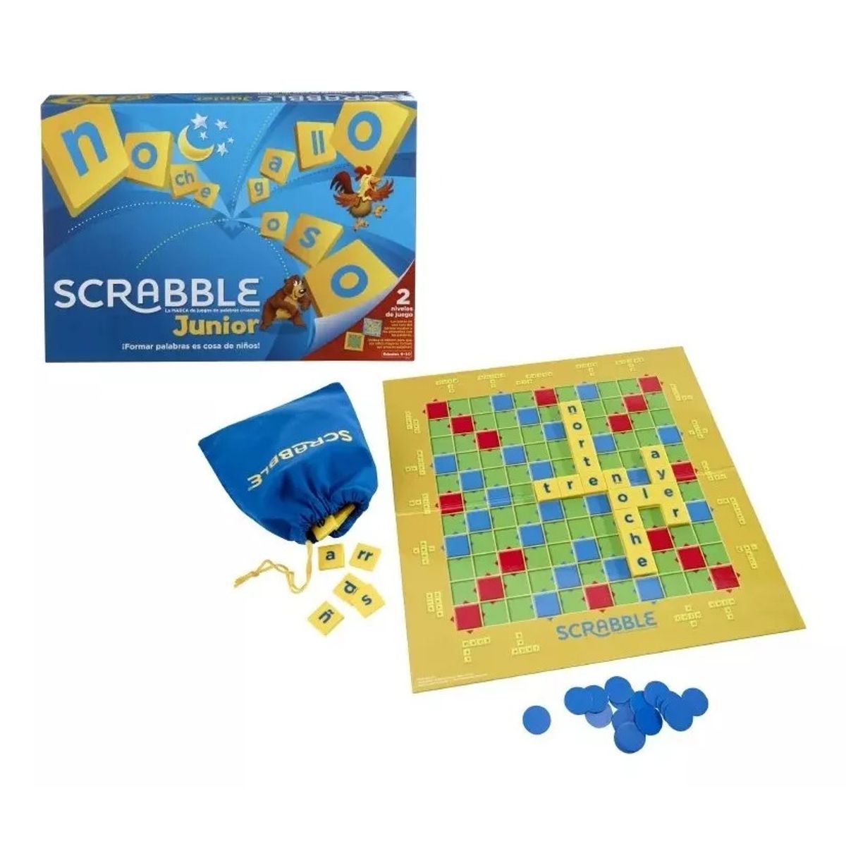 GENERICO - Games Scrabble Junior Juego De Mesa 4 A 4 Jugadores