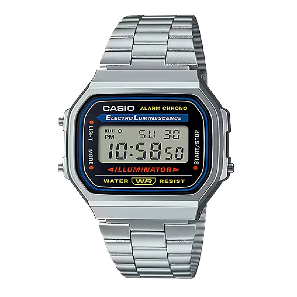 CASIO - Reloj A-168WA-1 Unisex Digital Acero