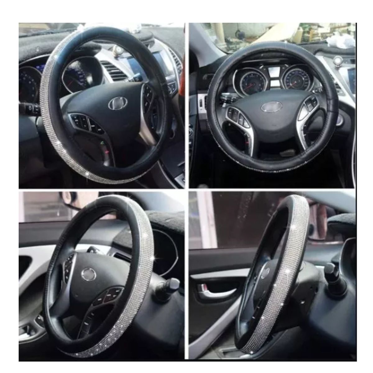 GENERICO - CUBRE VOLANTE PLATEADO  ESTANDAR CON PEDRERIA BRILLANTE