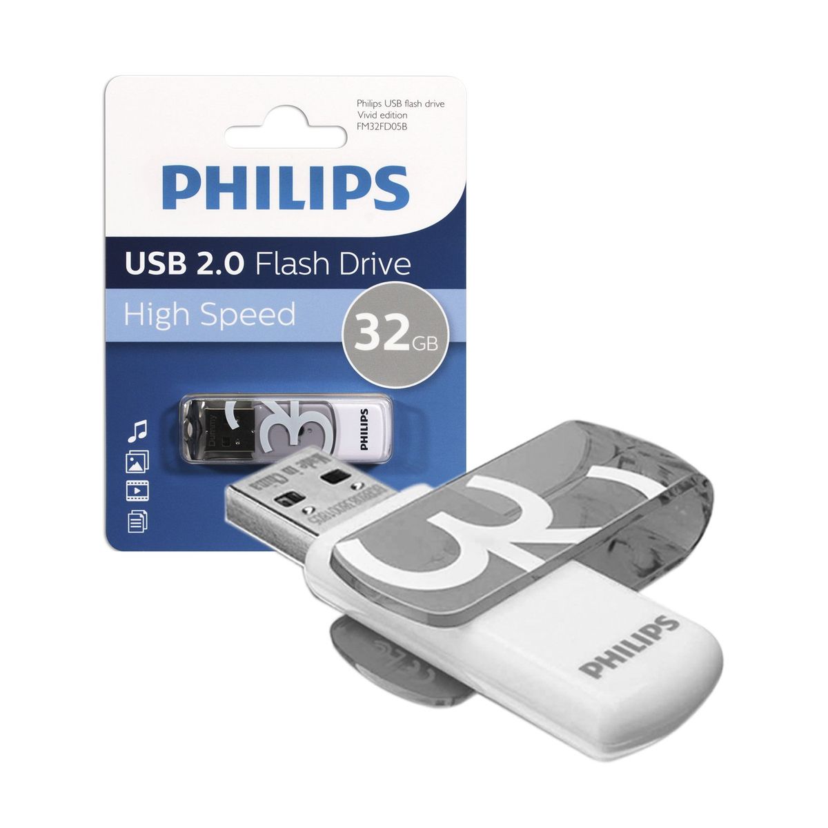 PHILIPS - Pendrive 32gb Philips Vivid Gris - SC