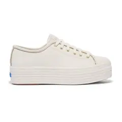KEDS - Zapatilla Cuero Blanca Mujer Triple Up Piping