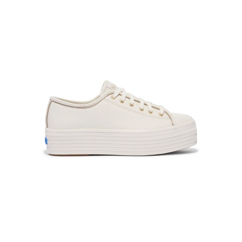 KEDS - Zapatilla Cuero Blanca Mujer Triple Up Piping KEDS