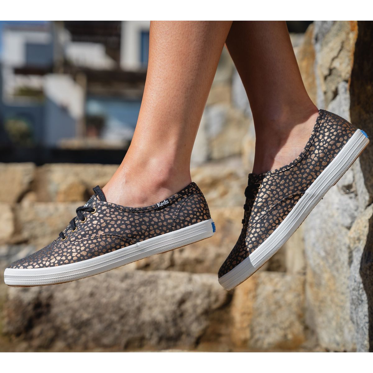 KEDS - Zapatilla Negra Mujer Champion Canvas Dot KEDS