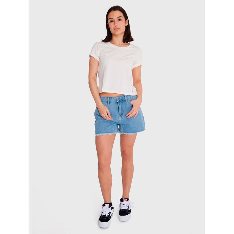 BILLABONG - Polera Mujer Essential Crop Blanca BILLABONG