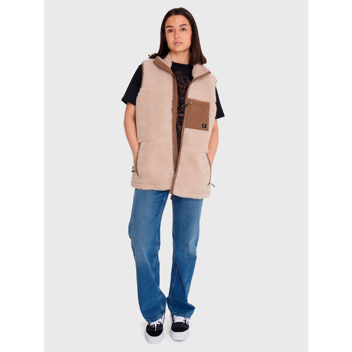 7VEINTE - Polar Vest Sherpa sin mangas Café claro Hombre 7VEINTE