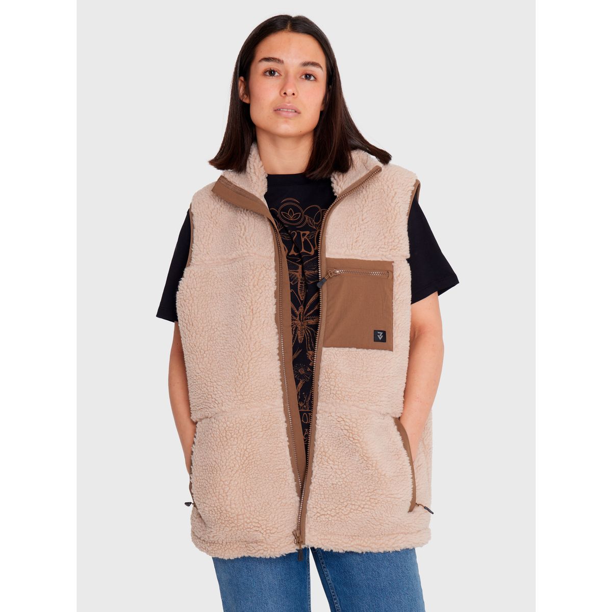 7VEINTE - Polar Vest Sherpa sin mangas Café claro Hombre 7VEINTE