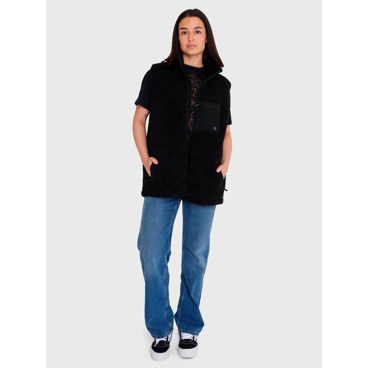 7VEINTE - Polar Vest Sherpa sin mangas Negro Hombre 7VEINTE