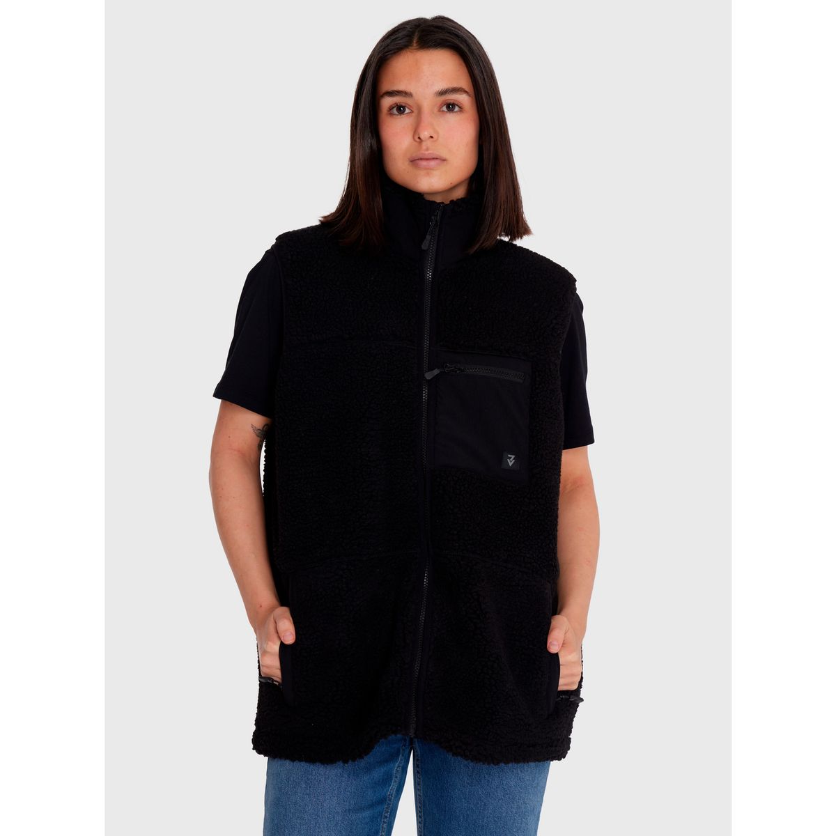 7VEINTE - Polar Vest Sherpa sin mangas Negro Hombre 7VEINTE