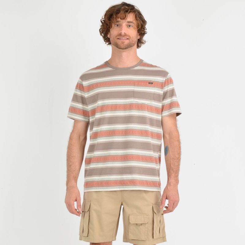 O'NEILL - POLERA MANGA CORTA ETNIC  CAFÉ CLARO