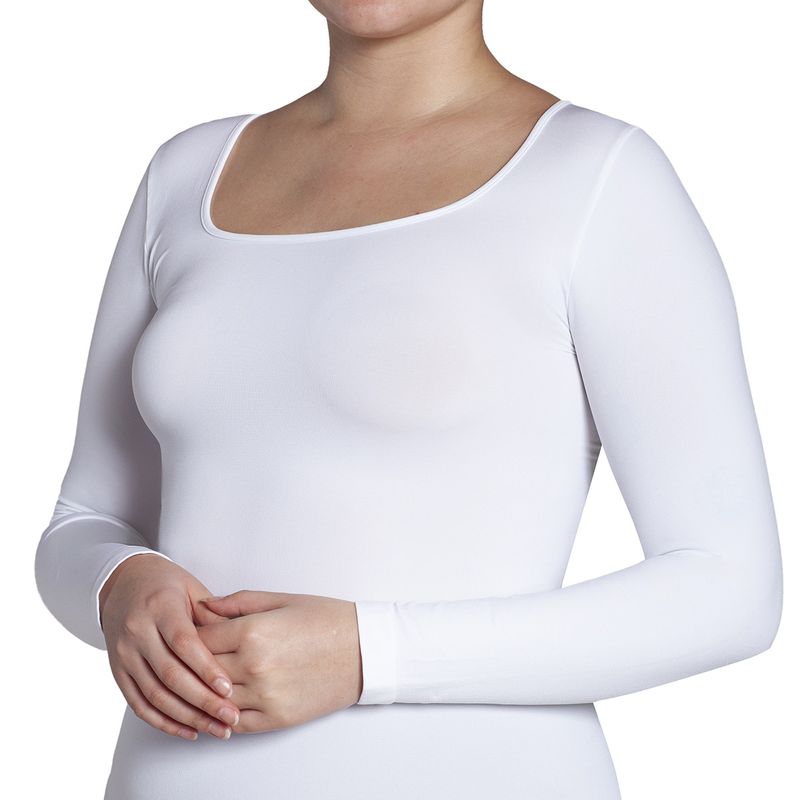 MONARCH - Polera Manga Larga Escote Cuadrado Blanco
