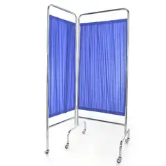 GLOMED - Biombo Separador 2 Cuerpos Acero Inoxidable - Azul