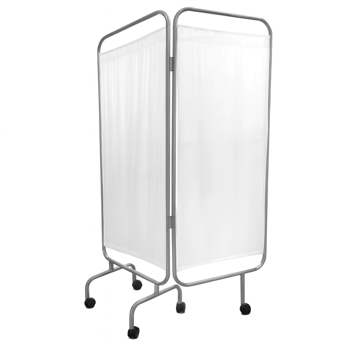 GLOMED - Biombo Separador 2 Cuerpos Acero Inoxidable / Blanco