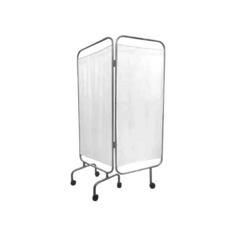 GLOMED - Biombo Separador 2 Cuerpos Acero Inoxidable / Blanco