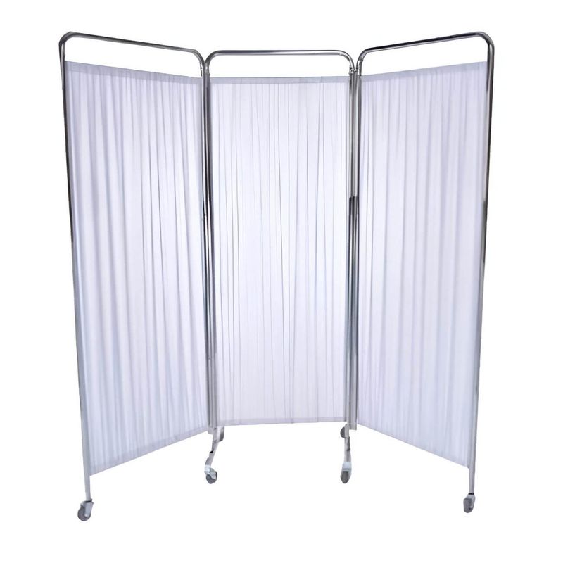 GLOMED - Biombo Separador 3 Cuerpos Acero Inoxidable / Blanco