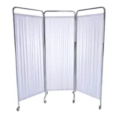 GLOMED - Biombo Separador 3 Cuerpos Acero Inoxidable / Blanco