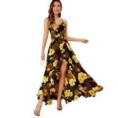 GEN - Vestido Bajo Cruzado con Estampado Floral Shein Exclusive