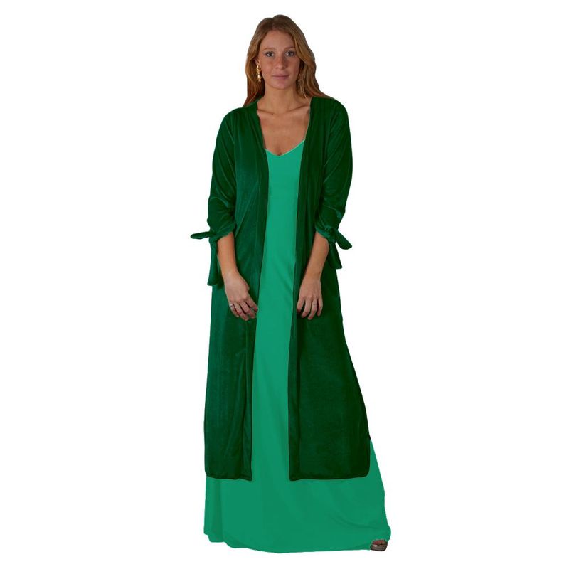 MARIA PASKARO - Tapado Kimono Largo Verona Verde Botella Terciopelo Maria Paskaro - Verde Veronés