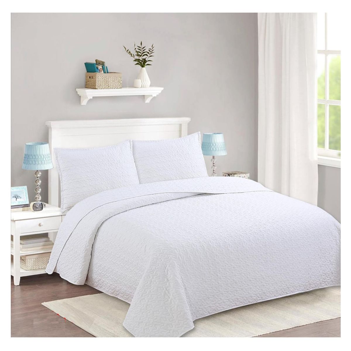 Cubrecama Quilt Liviano 2 Plazas Blanco + 2 Fundas 50x70 Cm, marca COMPRAPO - Foto Principal