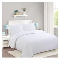 COMPRAPO - Cubrecama Quilt Liviano 2 Plazas Blanco + 2 Fundas 50x70 Cm